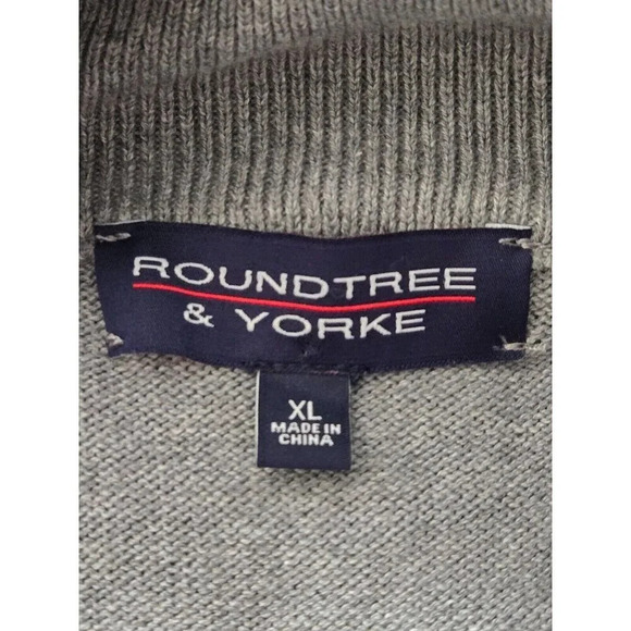 Roundtree & Yorke Men's Sweater grey Pullover Knit 1/4 Zip Mock Neck size XL - Picture 4 of 7